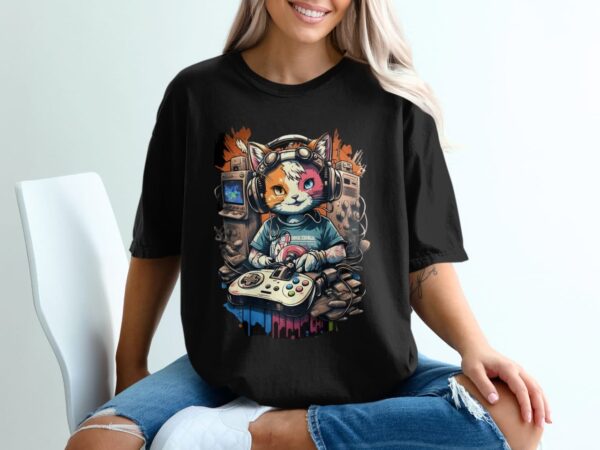 DJ Kitty Women's Down Shoulder Oversized T-shirt